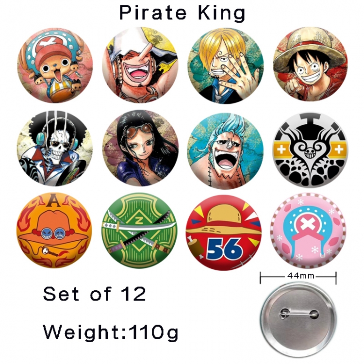 One Piece Anime tinplate laser iron badge badge badge 44mm  a set of 12