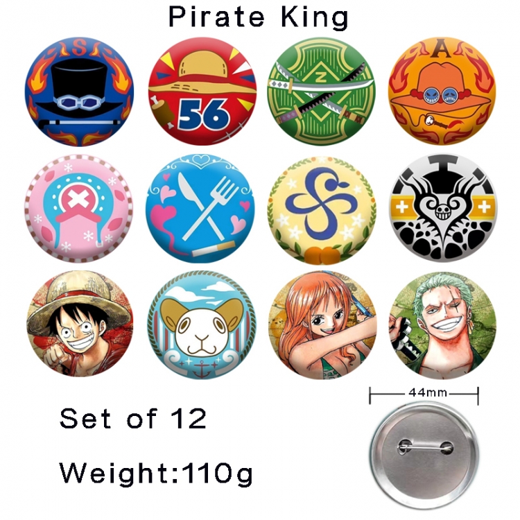 One Piece Anime tinplate laser iron badge badge badge 44mm  a set of 12