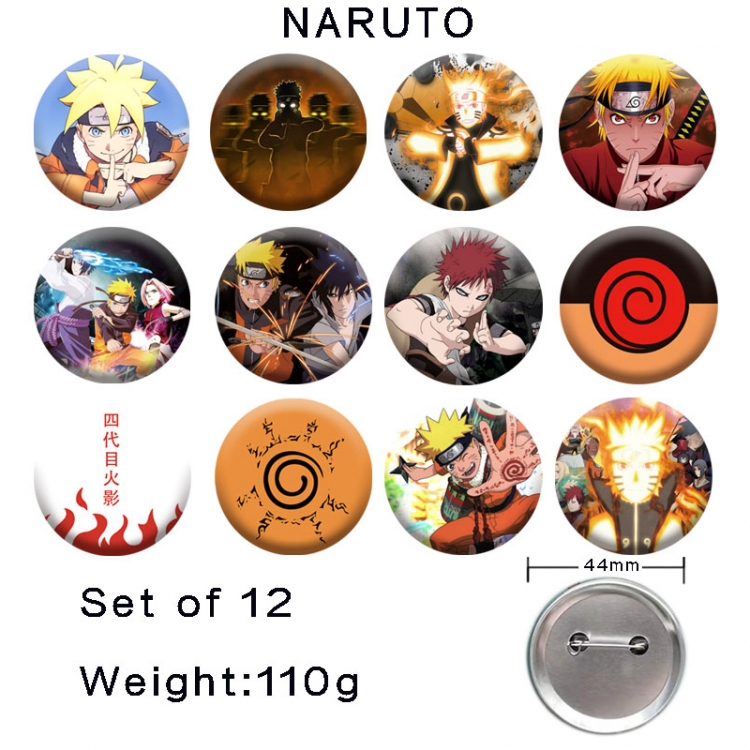Naruto Anime tinplate laser iron badge badge badge 44mm  a set of 12