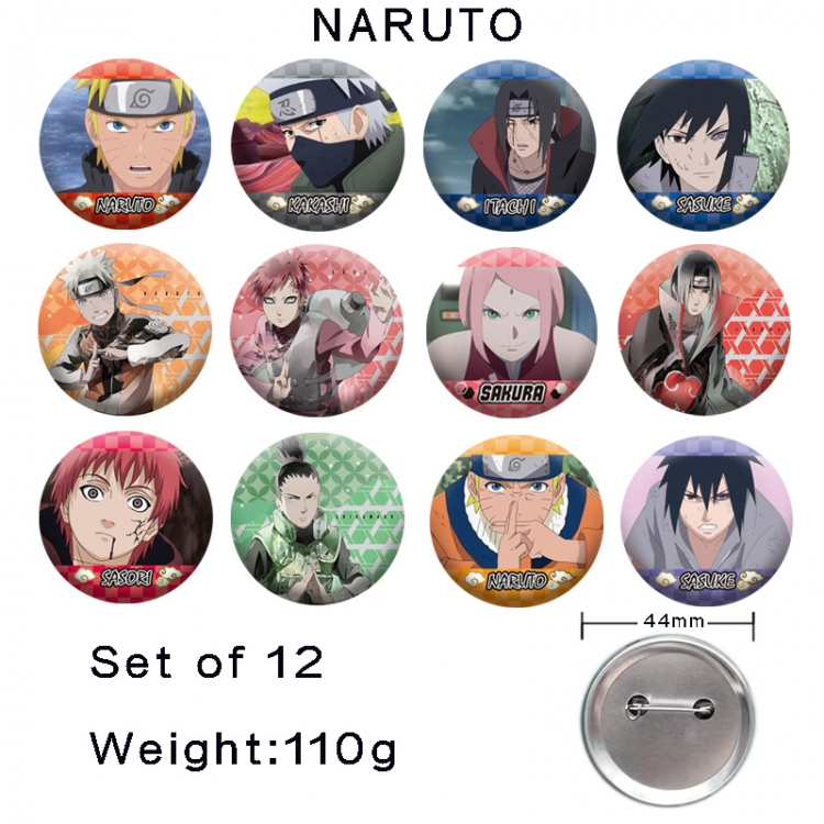 Naruto Anime tinplate laser iron badge badge badge 44mm  a set of 12