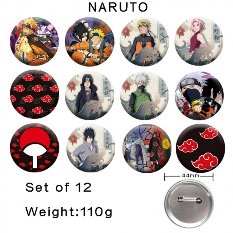 Naruto Anime tinplate laser iron badge badge badge 44mm a set of 12