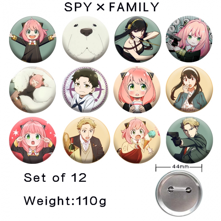 SPY×FAMILY Anime tinplate laser iron badge badge badge 44mm  a set of 12