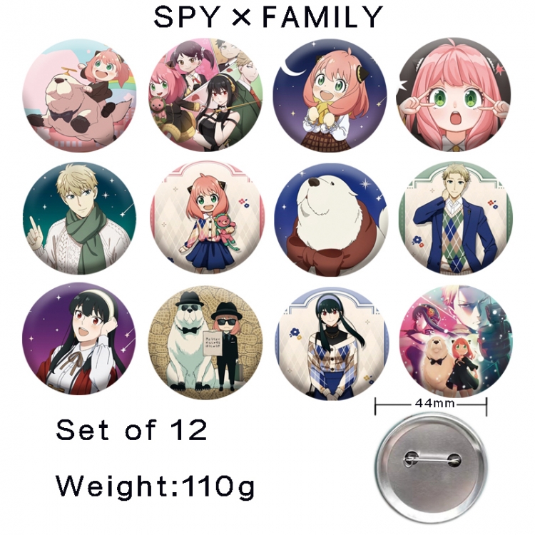 SPY×FAMILY Anime tinplate laser iron badge badge badge 44mm  a set of 12