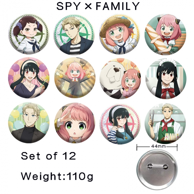 SPY×FAMILY Anime tinplate laser iron badge badge badge 44mm  a set of 12