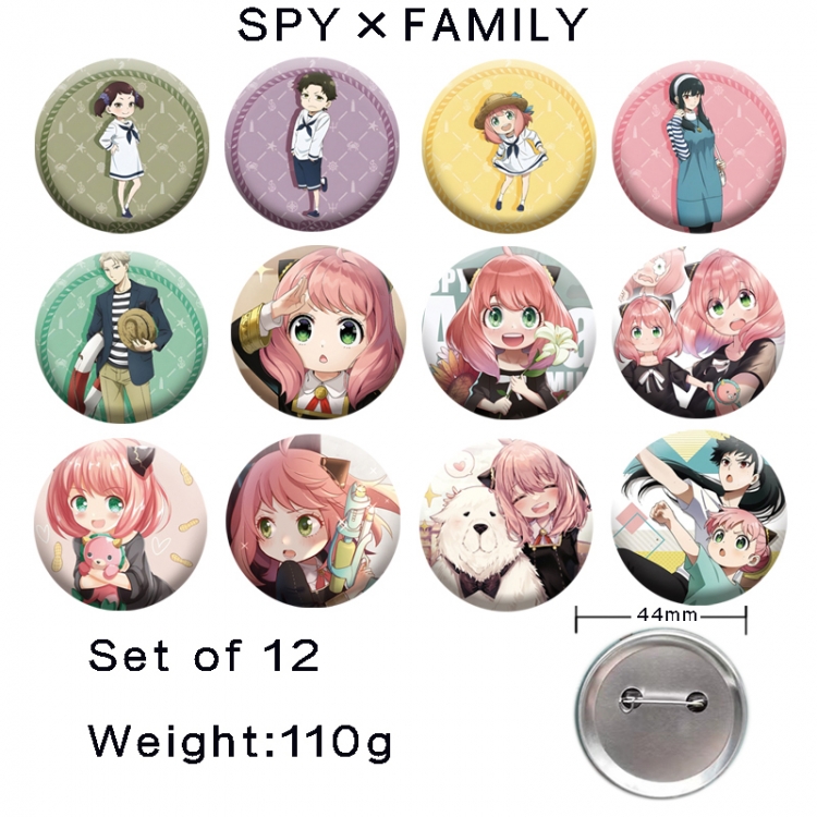 SPY×FAMILY Anime tinplate laser iron badge badge badge 44mm  a set of 12