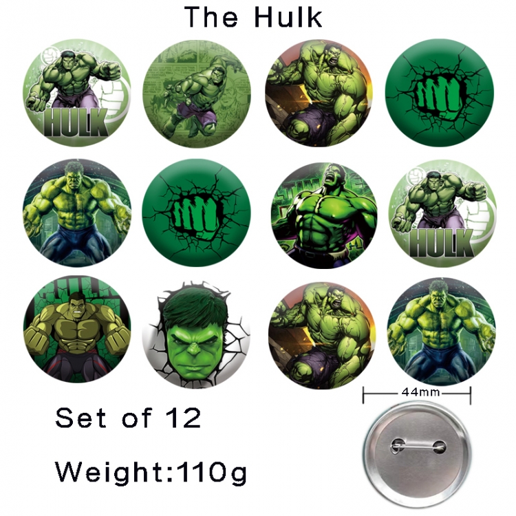 The Hulk Anime tinplate laser iron badge badge badge 44mm  a set of 12