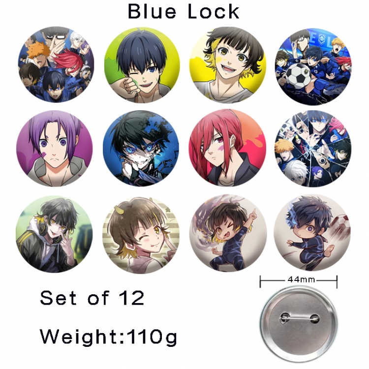 BLUE LOCK Anime tinplate laser iron badge badge badge 44mm  a set of 12