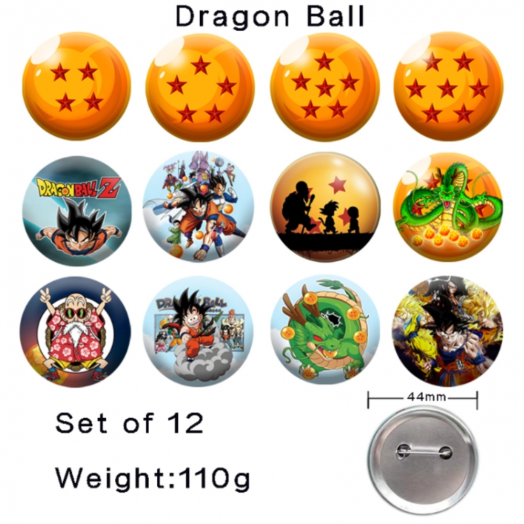 DRAGON BALL Anime tinplate laser iron badge badge badge 44mm  a set of 12