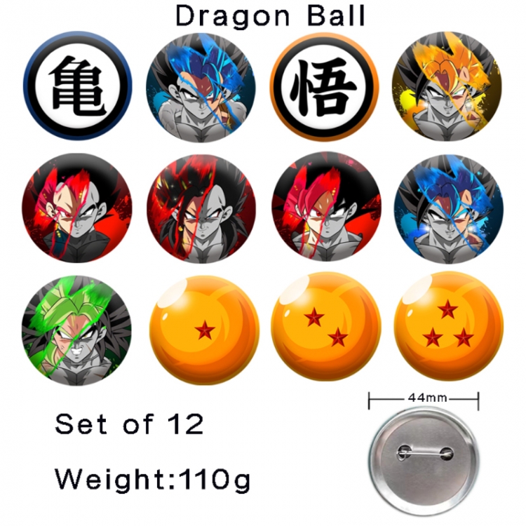 DRAGON BALL Anime tinplate laser iron badge badge badge 44mm  a set of 12