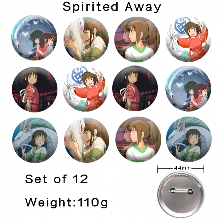 Spirited Away Anime tinplate laser iron badge badge badge 44mm  a set of 12
