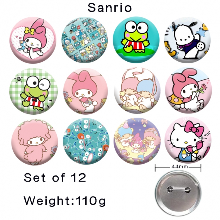 sanrio Anime tinplate laser iron badge badge badge 44mm  a set of 12