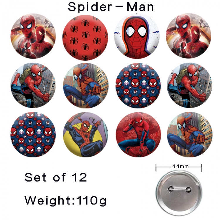 Spiderman Anime tinplate laser iron badge badge badge 44mm  a set of 12