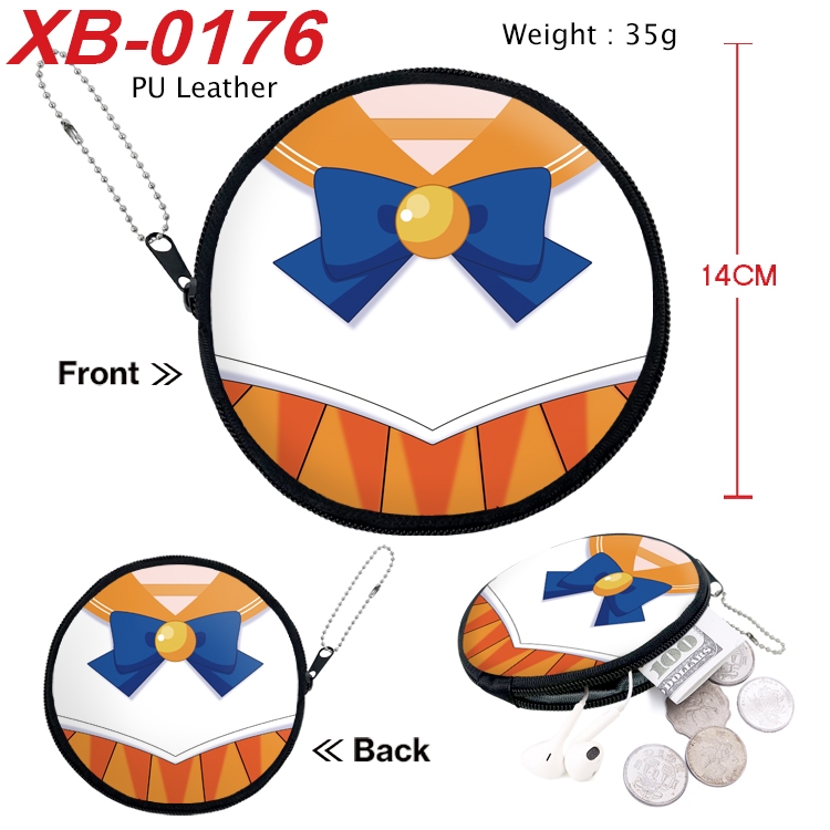 sailormoon Anime PU leather material circular zipper zero wallet 14cm XB-0176