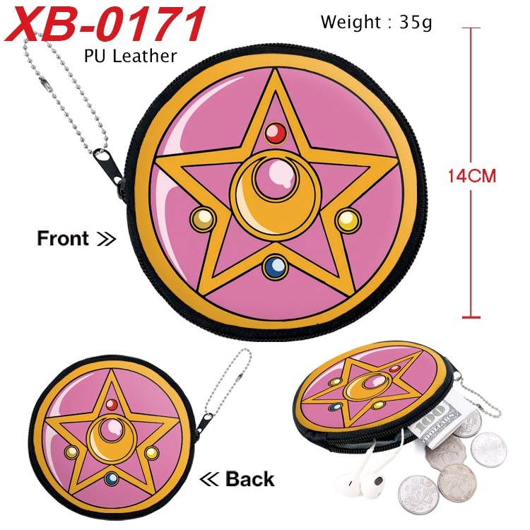 sailormoon Anime PU leather material circular zipper zero wallet 14cm XB-0171