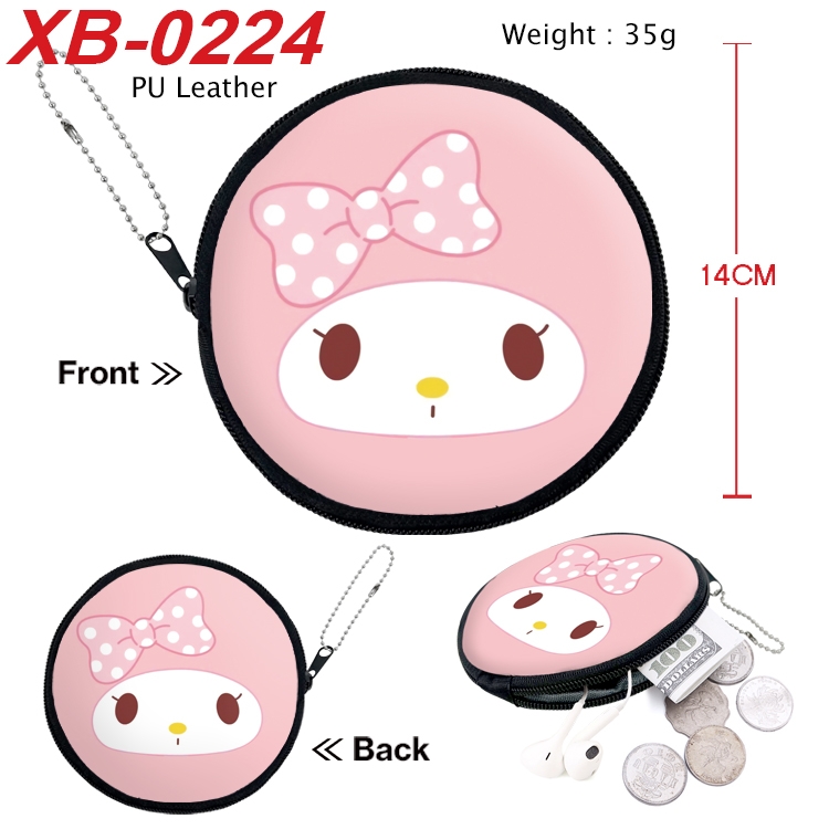 sanrio Anime PU leather material circular zipper zero wallet 14cm XB-0224