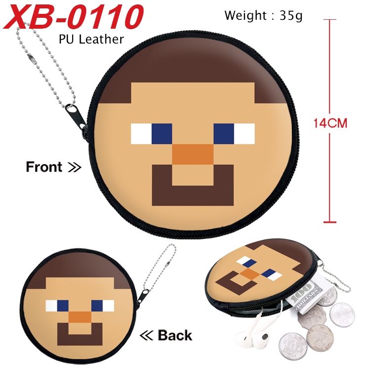 Minecraft Anime PU leather material circular zipper zero wallet 14cm XB-0110