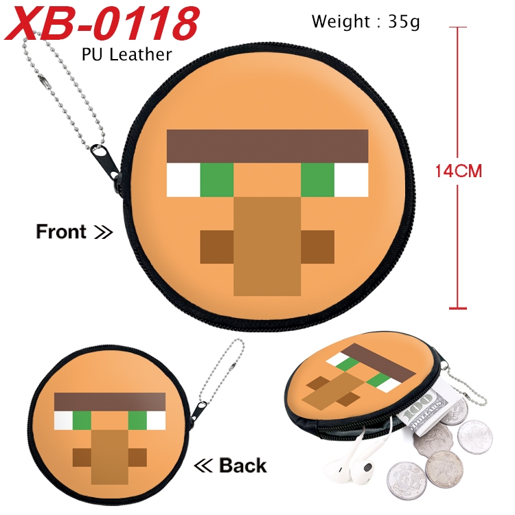 Minecraft Anime PU leather material circular zipper zero wallet 14cm  XB-0118