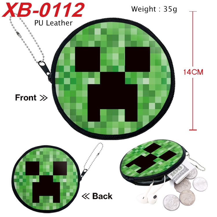 Minecraft Anime PU leather material circular zipper zero wallet 14cm  XB-0112
