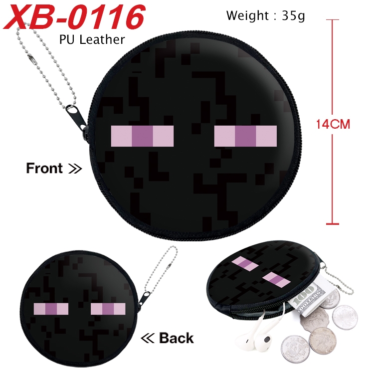 Minecraft Anime PU leather material circular zipper zero wallet 14cm XB-0116