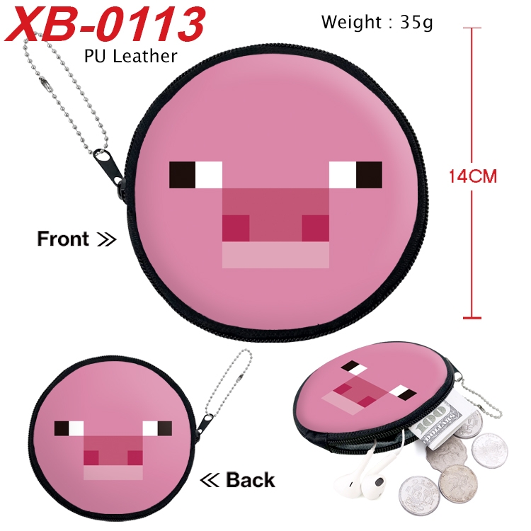 Minecraft Anime PU leather material circular zipper zero wallet 14cm XB-0113