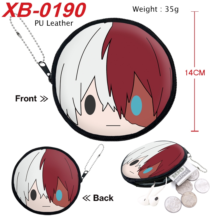 My Hero Academia Anime PU leather material circular zipper zero wallet 14cm  XB-0190