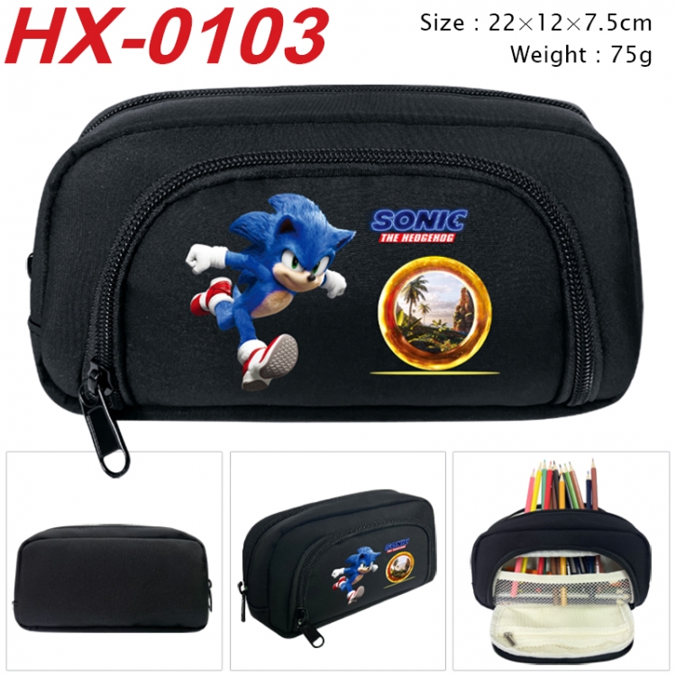 Sonic The Hedgehog Anime 3D pen bag with partition stationery box 20x10x7.5cm 75g  HX-0103