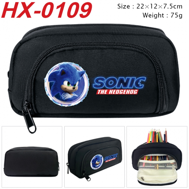 Sonic The Hedgehog Anime 3D pen bag with partition stationery box 20x10x7.5cm 75g  HX-0109