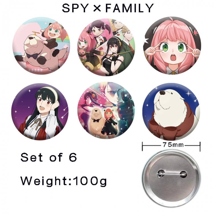 SPY×FAMILY Anime tinplate laser iron badge badge badge 75mm  a set of 6