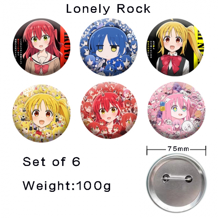 BOCCHI THE ROCK!  Anime tinplate laser iron badge badge badge 75mm  a set of 6