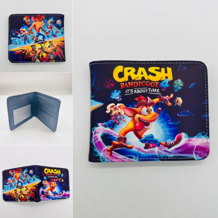 Crash bandicoot Full color Two fold short card case wallet 11X9.5CM