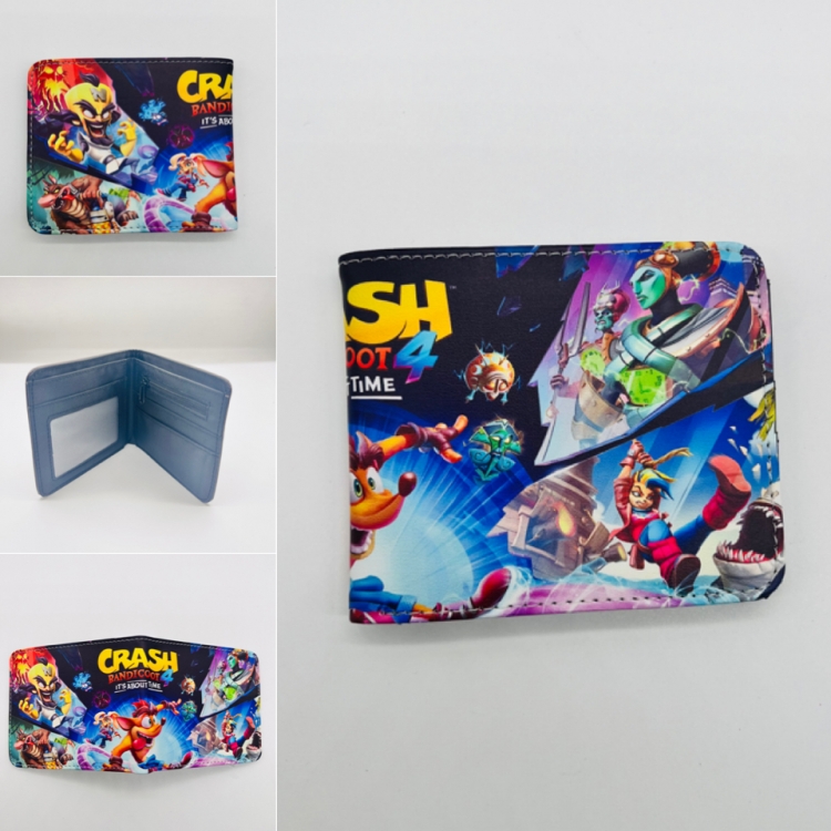 Crash bandicoot Full color Two fold short card case wallet 11X9.5CM