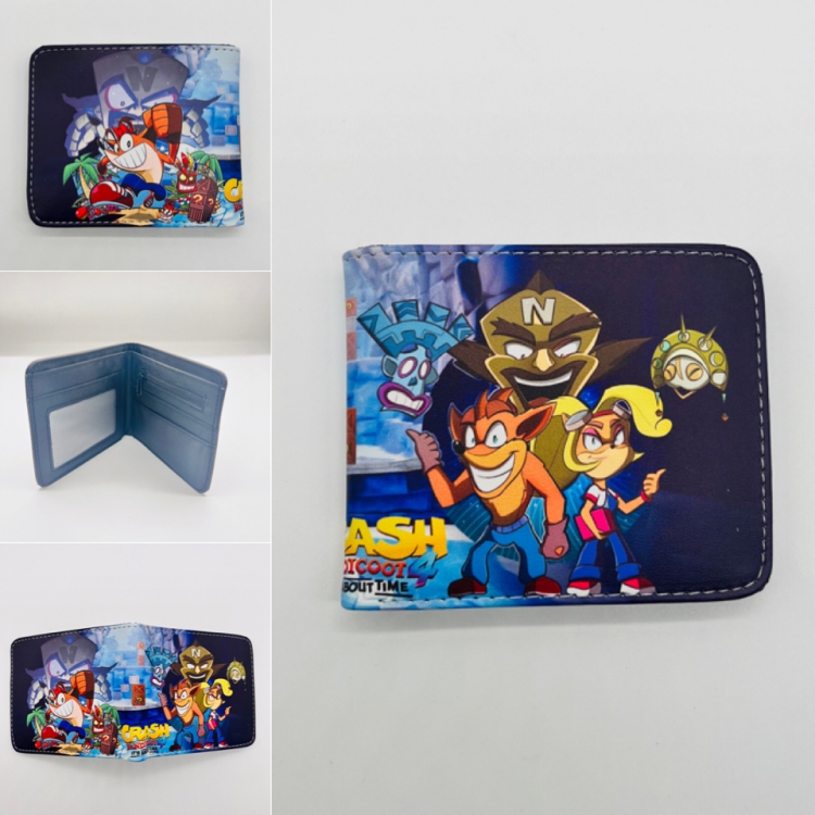 Crash bandicoot Full color Two fold short card case wallet 11X9.5CM