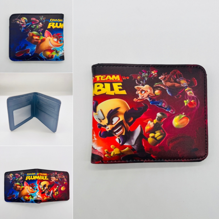 Crash bandicoot Full color Two fold short card case wallet 11X9.5CM