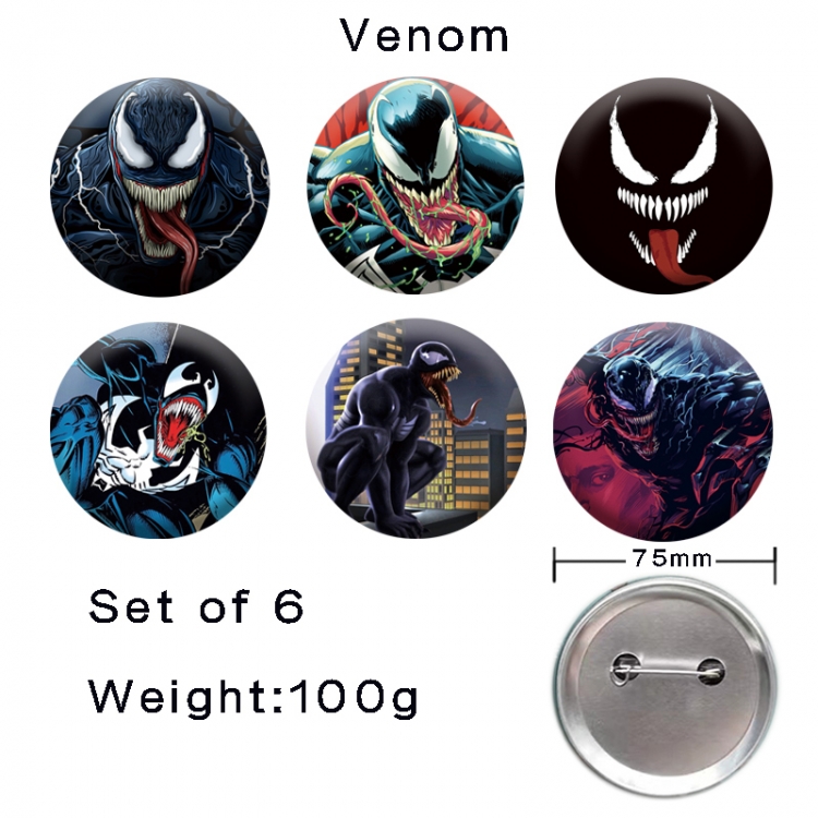 venom Anime tinplate laser iron badge badge badge 75mm  a set of 6