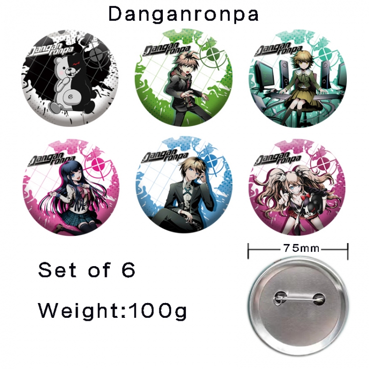 Dangan-Ronpa Anime tinplate laser iron badge badge badge 75mm  a set of 6