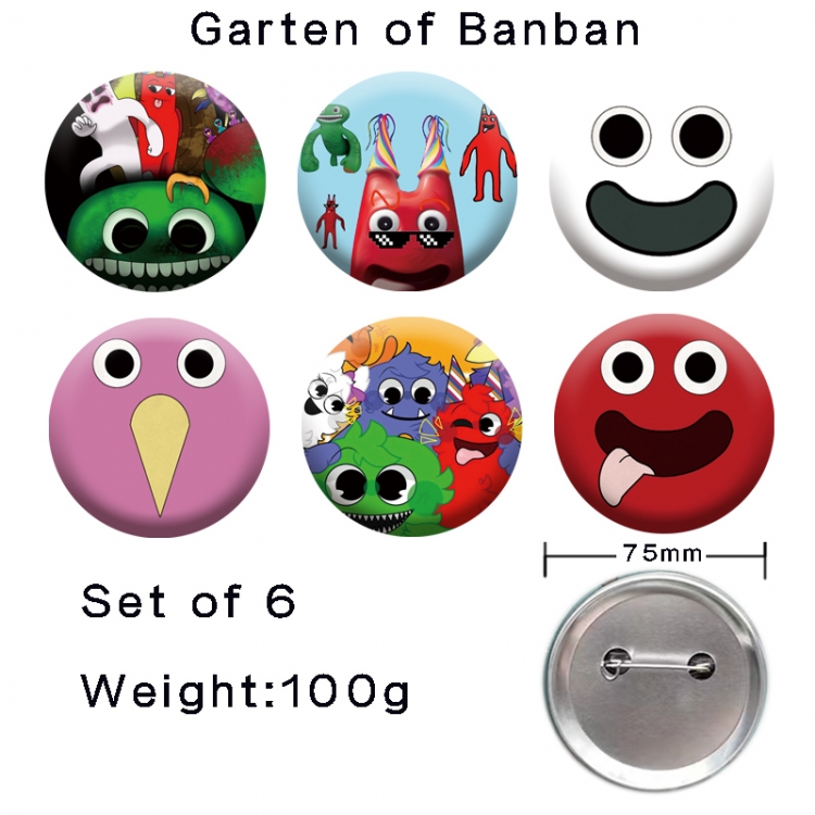 Garten of Banban Anime tinplate laser iron badge badge badge 75mm  a set of 6