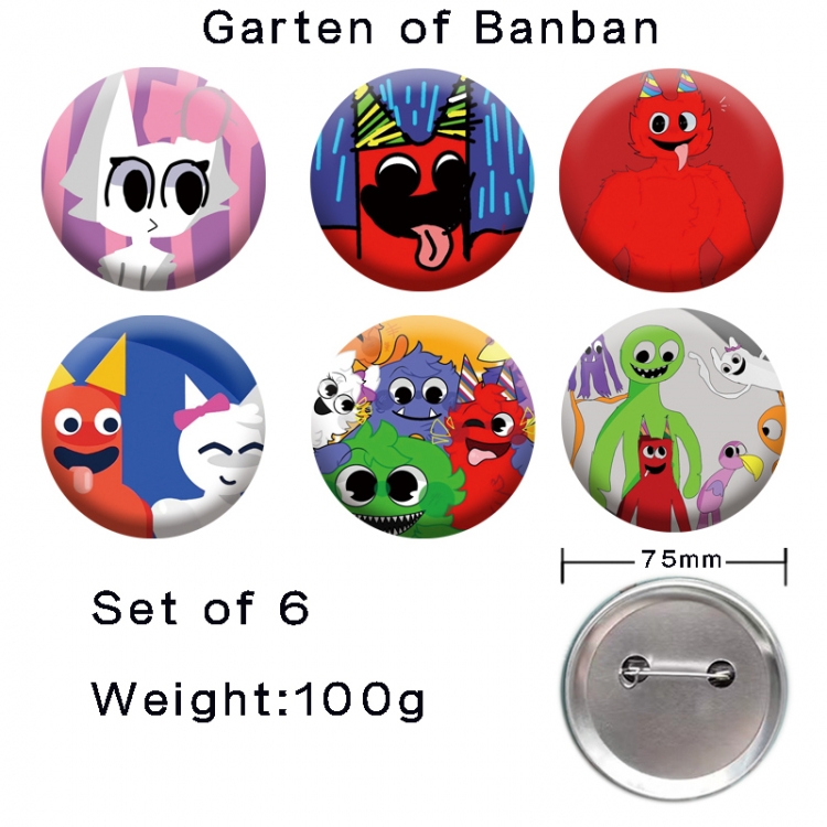 Garten of Banban Anime tinplate laser iron badge badge badge 75mm  a set of 6