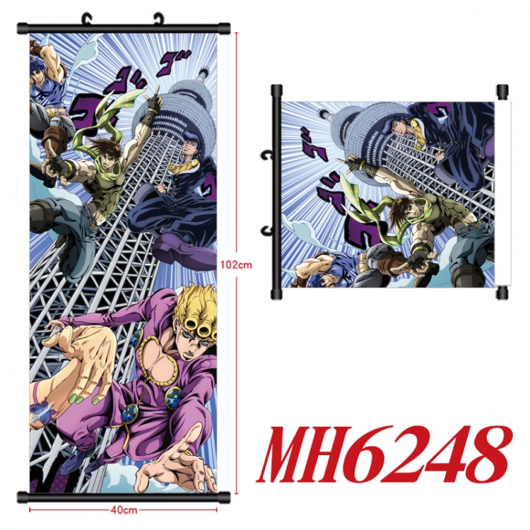 JoJos Bizarre Adventure Anime black Plastic rod Cloth painting Wall Scroll 40X102CM  MH6248