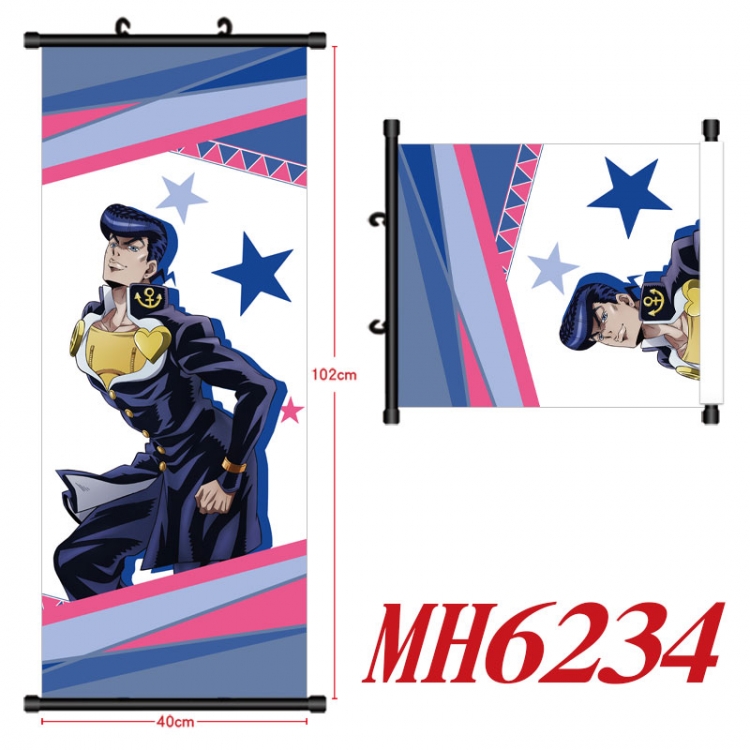 JoJos Bizarre Adventure Anime black Plastic rod Cloth painting Wall Scroll 40X102CM  MH6234