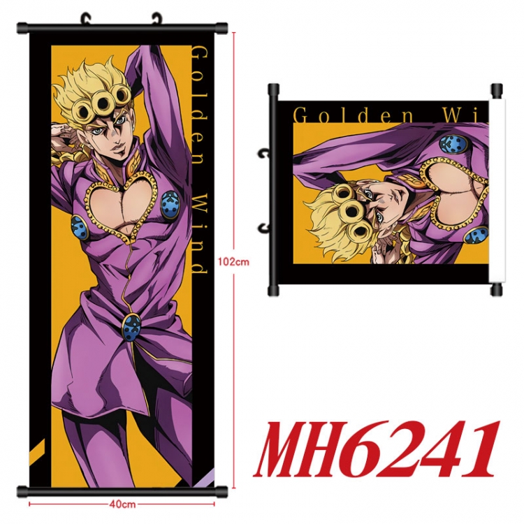 JoJos Bizarre Adventure Anime black Plastic rod Cloth painting Wall Scroll 40X102CM MH6241