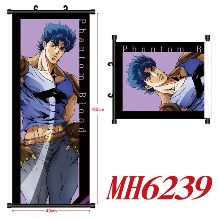 JoJos Bizarre Adventure Anime black Plastic rod Cloth painting Wall Scroll 40X102CM MH6239