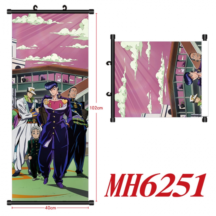 JoJos Bizarre Adventure Anime black Plastic rod Cloth painting Wall Scroll 40X102CM  MH6251