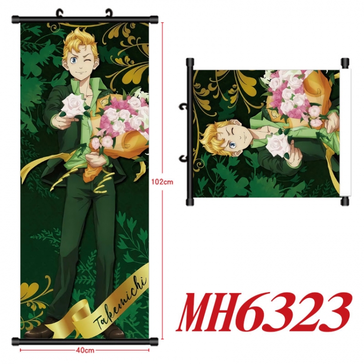 Tokyo Revengers Anime black Plastic rod Cloth painting Wall Scroll 40X102CM MH6323