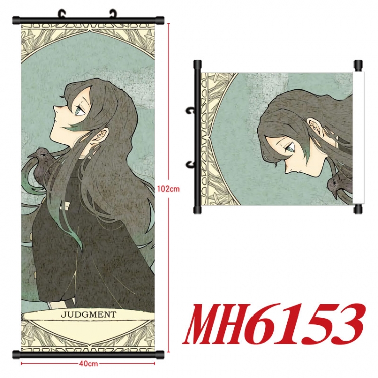 Demon Slayer Kimets Anime black Plastic rod Cloth painting Wall Scroll 40X102CM MH6153