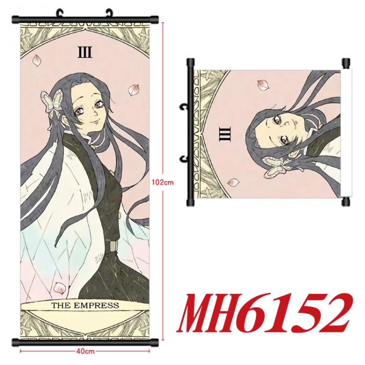 Demon Slayer Kimets Anime black Plastic rod Cloth painting Wall Scroll 40X102CM MH6152