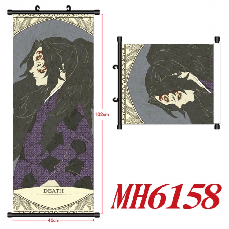 Demon Slayer Kimets Anime black Plastic rod Cloth painting Wall Scroll 40X102CM MH6158