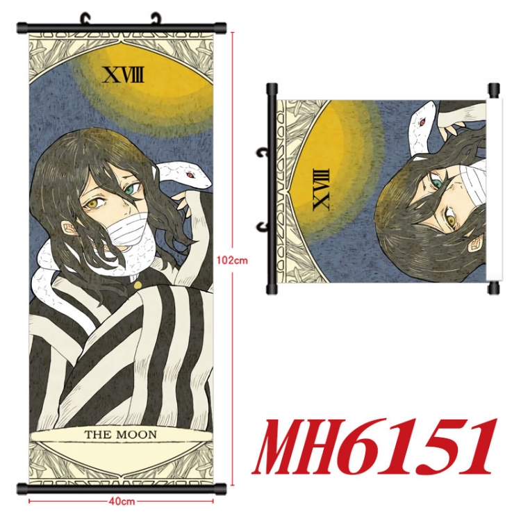Demon Slayer Kimets Anime black Plastic rod Cloth painting Wall Scroll 40X102CM MH6151