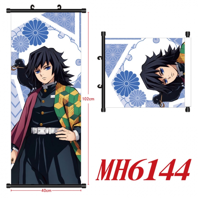 Demon Slayer Kimets Anime black Plastic rod Cloth painting Wall Scroll 40X102CM MH6144