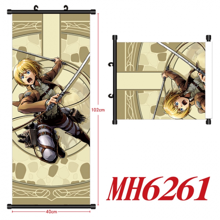 Shingeki no Kyojin Anime black Plastic rod Cloth painting Wall Scroll 40X102CM  MH6261