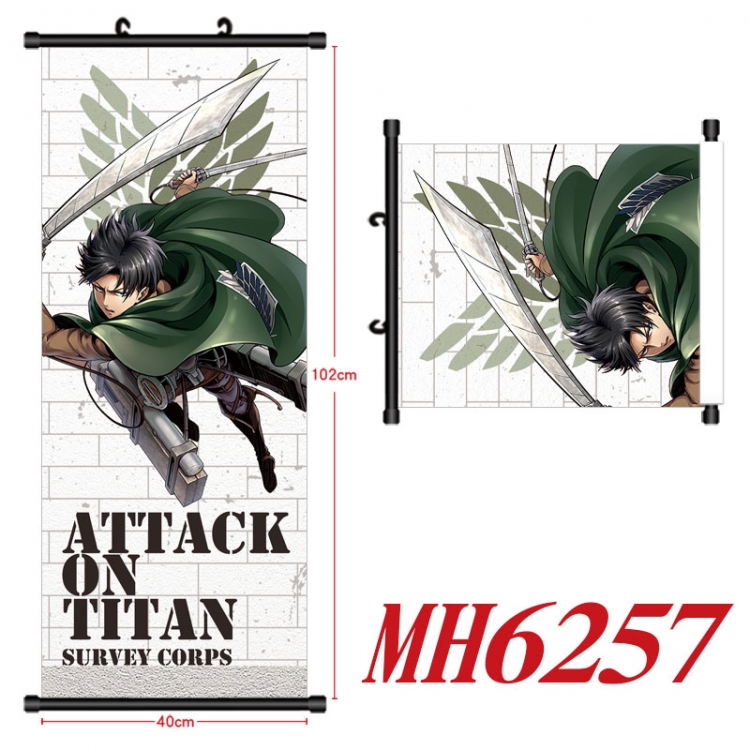 Shingeki no Kyojin Anime black Plastic rod Cloth painting Wall Scroll 40X102CM MH6257